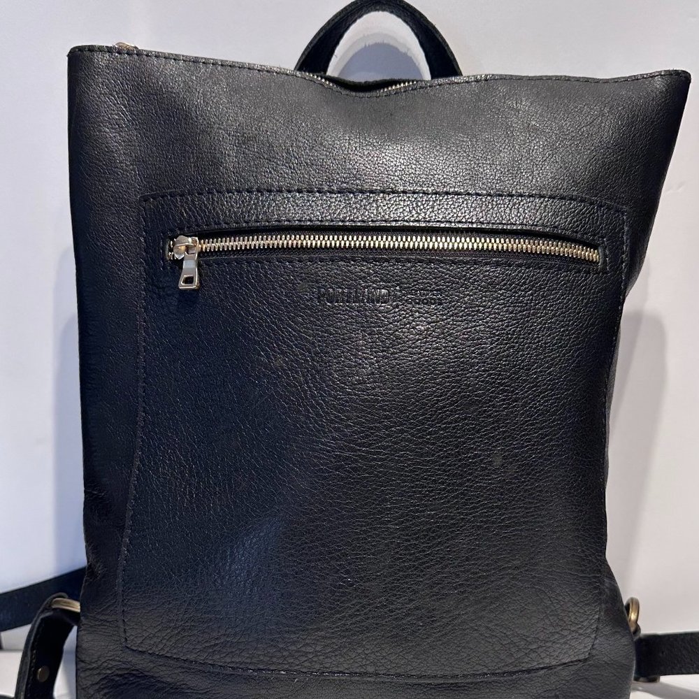 Portland Leather Black Laptop Backpack